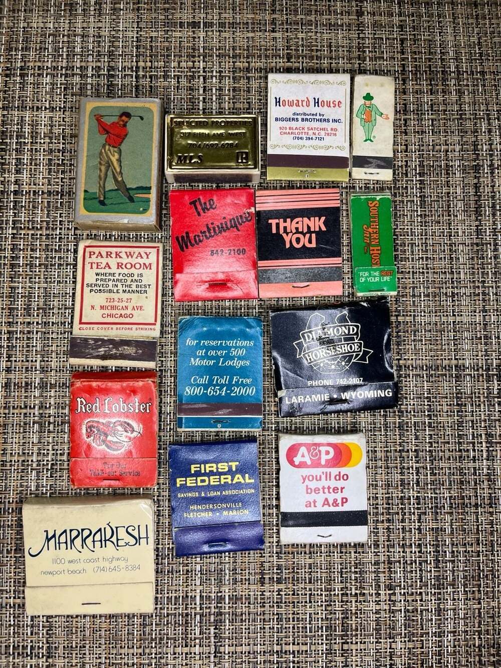 Vintage Matchbook Collection - 13 Pack Lot